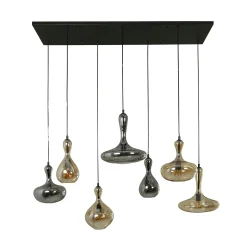 Suspension multiple en verre teinté 7 lampes NOVA