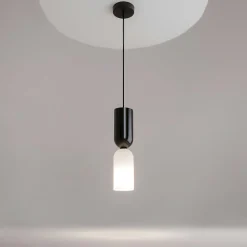 Suspension noire & blanche en verre - forme sablier WINDER