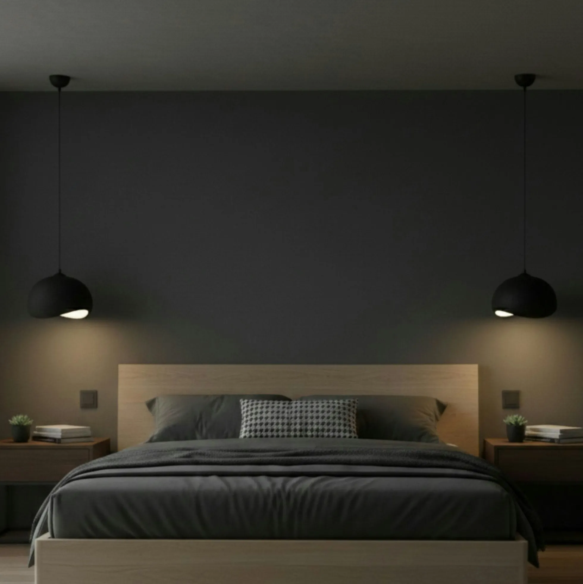 Suspension noire design organique 34 cm NOXIS