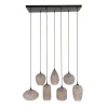 Suspension salle à manger verre brun dépoli 7 lampes NOVA
