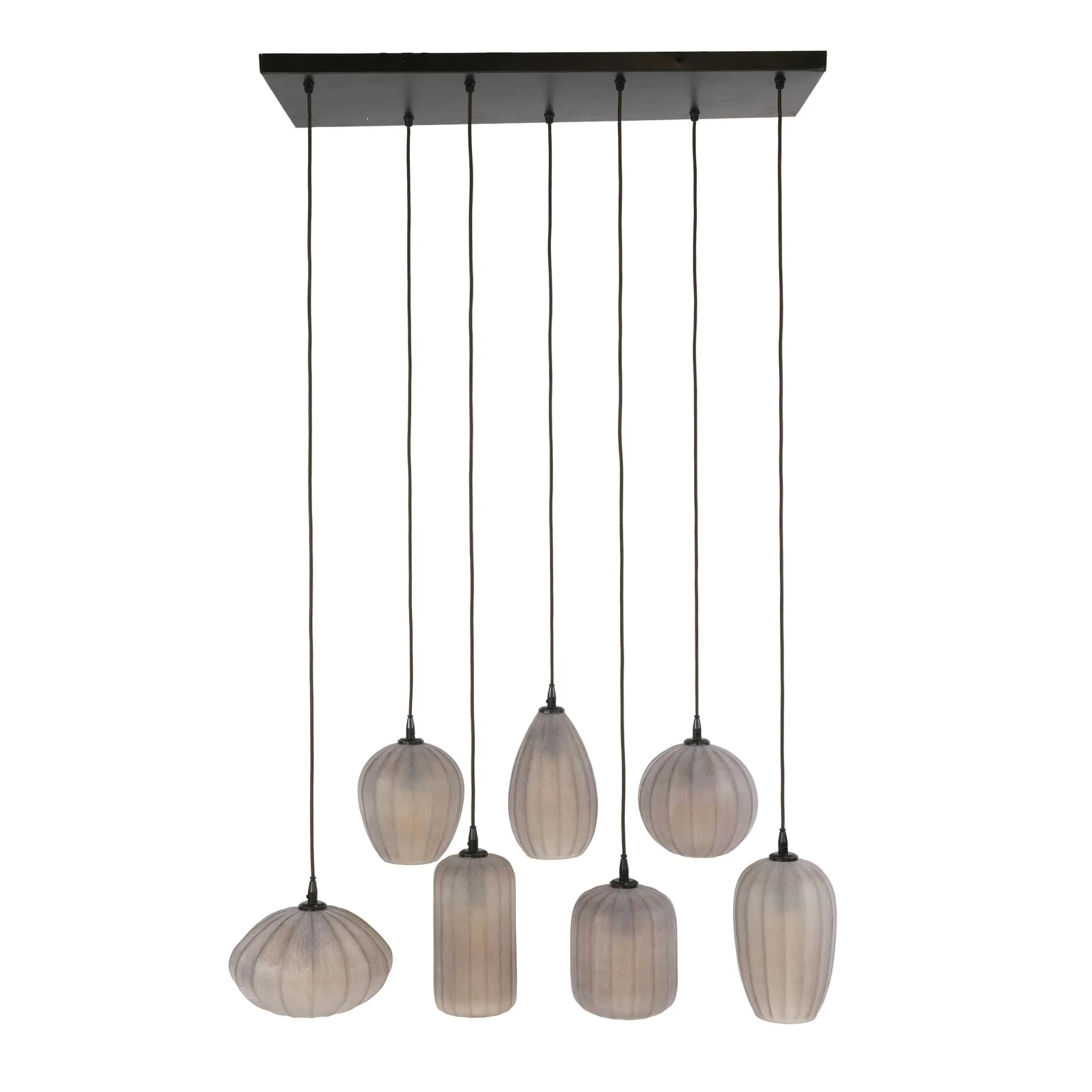 Suspension salle à manger verre brun dépoli 7 lampes NOVA