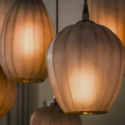 Suspension salle à manger verre brun dépoli 7 lampes NOVA