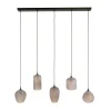 Suspension salle à manger verre brun dépoli 5 lampes NOVA