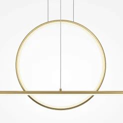 Suspension salon – anneau et barre horizontale dorée SALEM