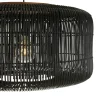 Suspension seau 76x76cm en rotin couleur noire et teck FOLELLI