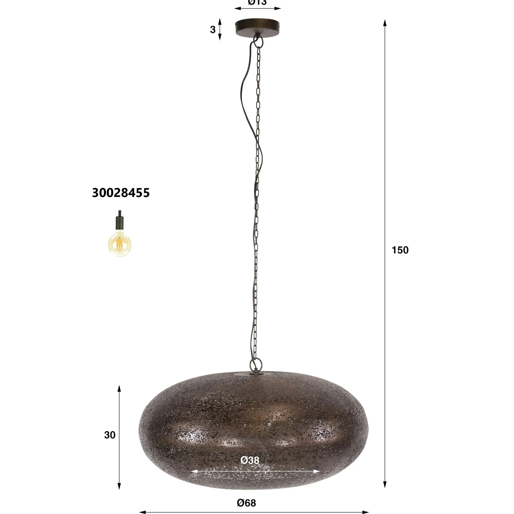 Suspension soucoupe vintage effet cuivre ancien Ø68 RALF