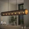 Suspension tube en métal noir perforé 7 lampes RALF