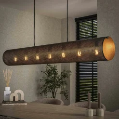 Suspension tube en métal noir perforé 7 lampes RALF
