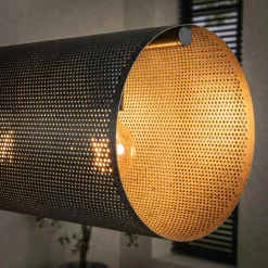 Suspension tube en métal noir perforé 7 lampes RALF