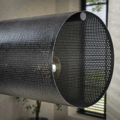 Suspension tube en métal noir perforé 7 lampes RALF