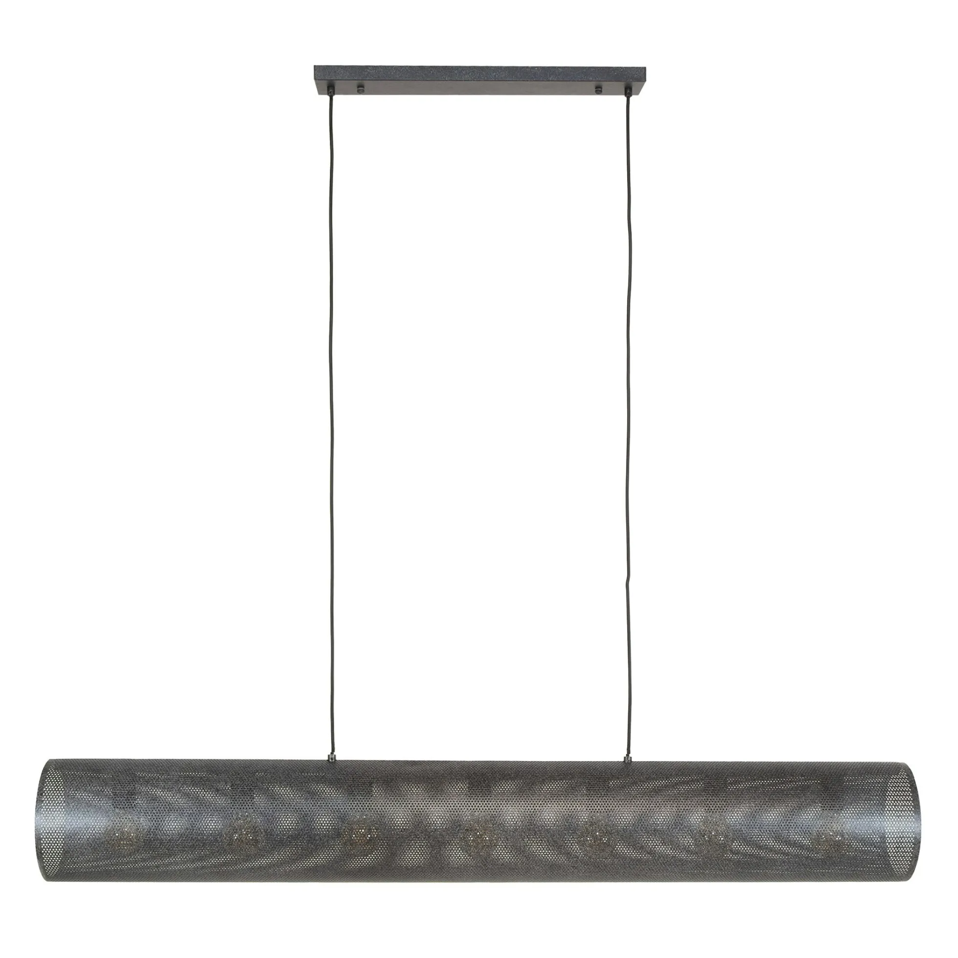 Suspension tube en métal noir perforé 7 lampes RALF
