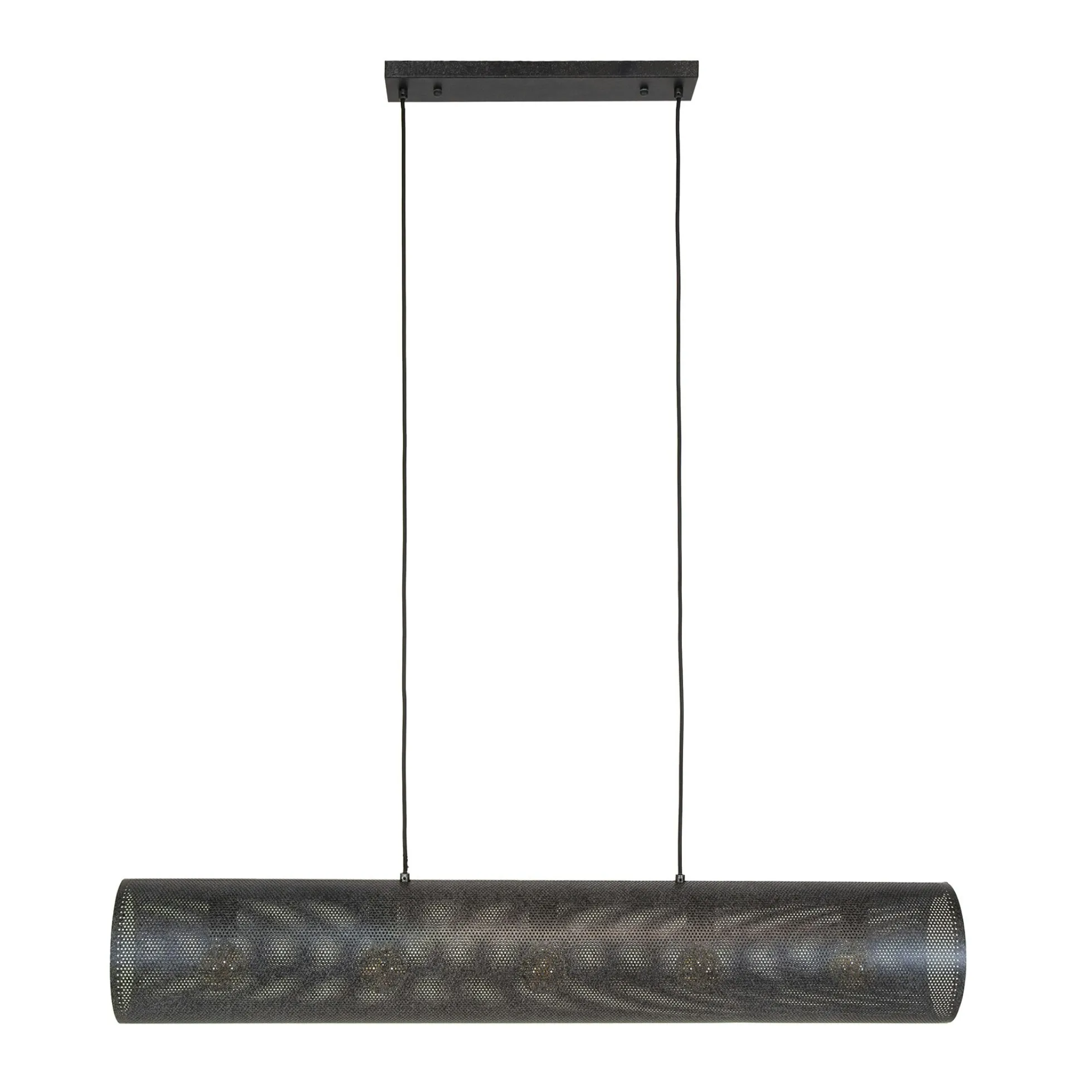 Suspension tube en métal noir perforé 5 lampes RALF
