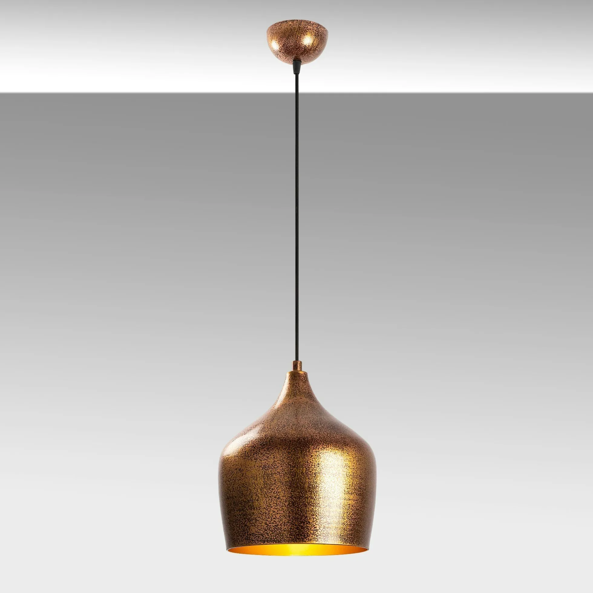Suspension vintage cuisine – métal moucheté cuivré SILE