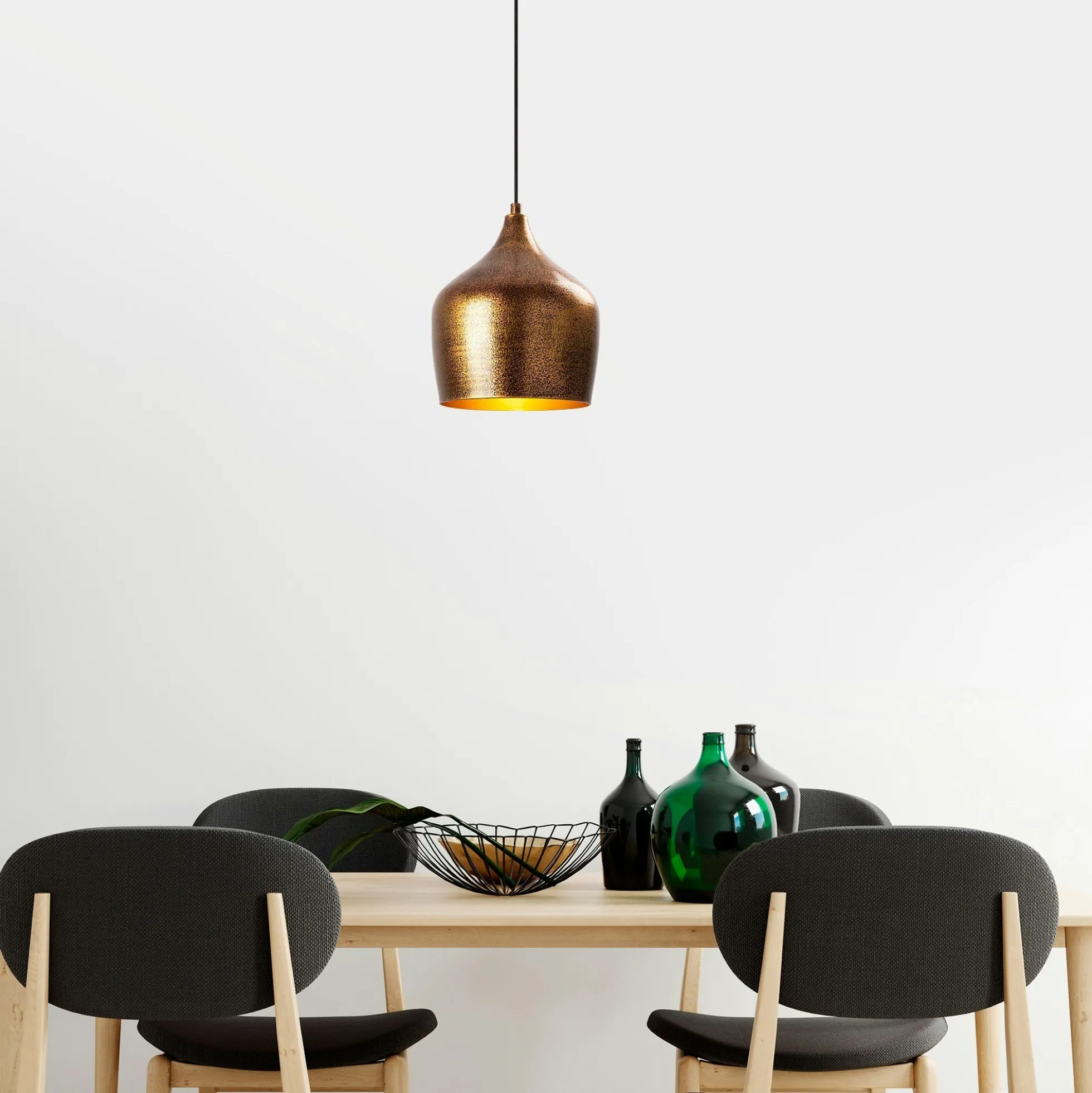 Suspension vintage cuisine – métal moucheté cuivré SILE