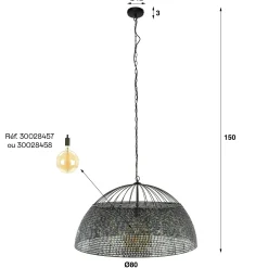 Suspension vintage en métal brun sombre travaillé Ø80 cm TRIBECA