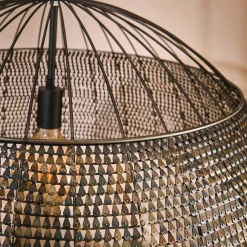 Suspension vintage en métal brun sombre travaillé Ø80 cm TRIBECA