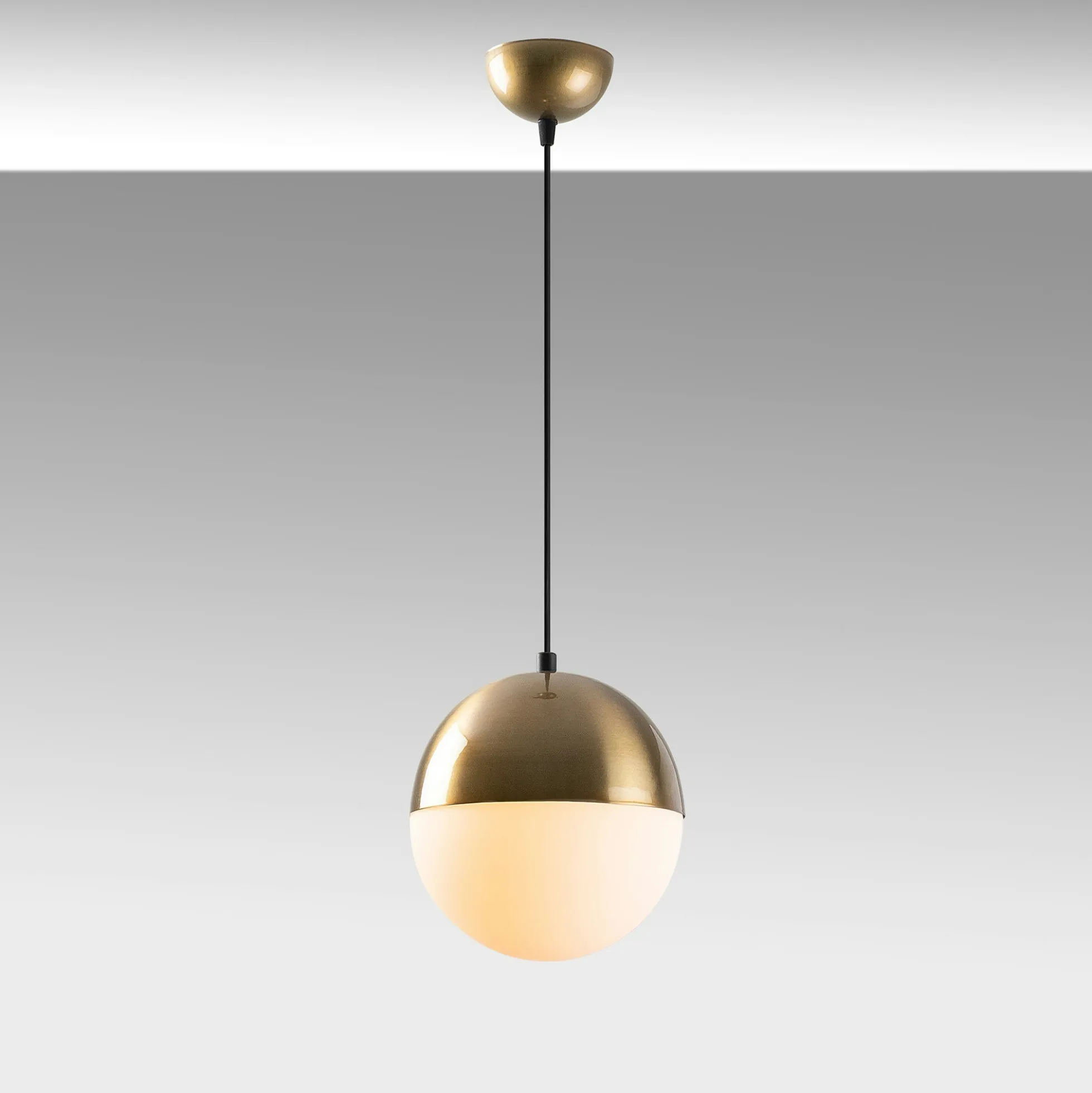 Suspension vintage globe blanc & doré Ø20 cm SIERRE