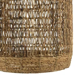 Suspension 50x50cm en abaca couleur naturelle et teck recyclé FOLELLI