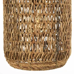 Suspension 30x30cm en abaca couleur naturelle et teck recyclé FOLELLI