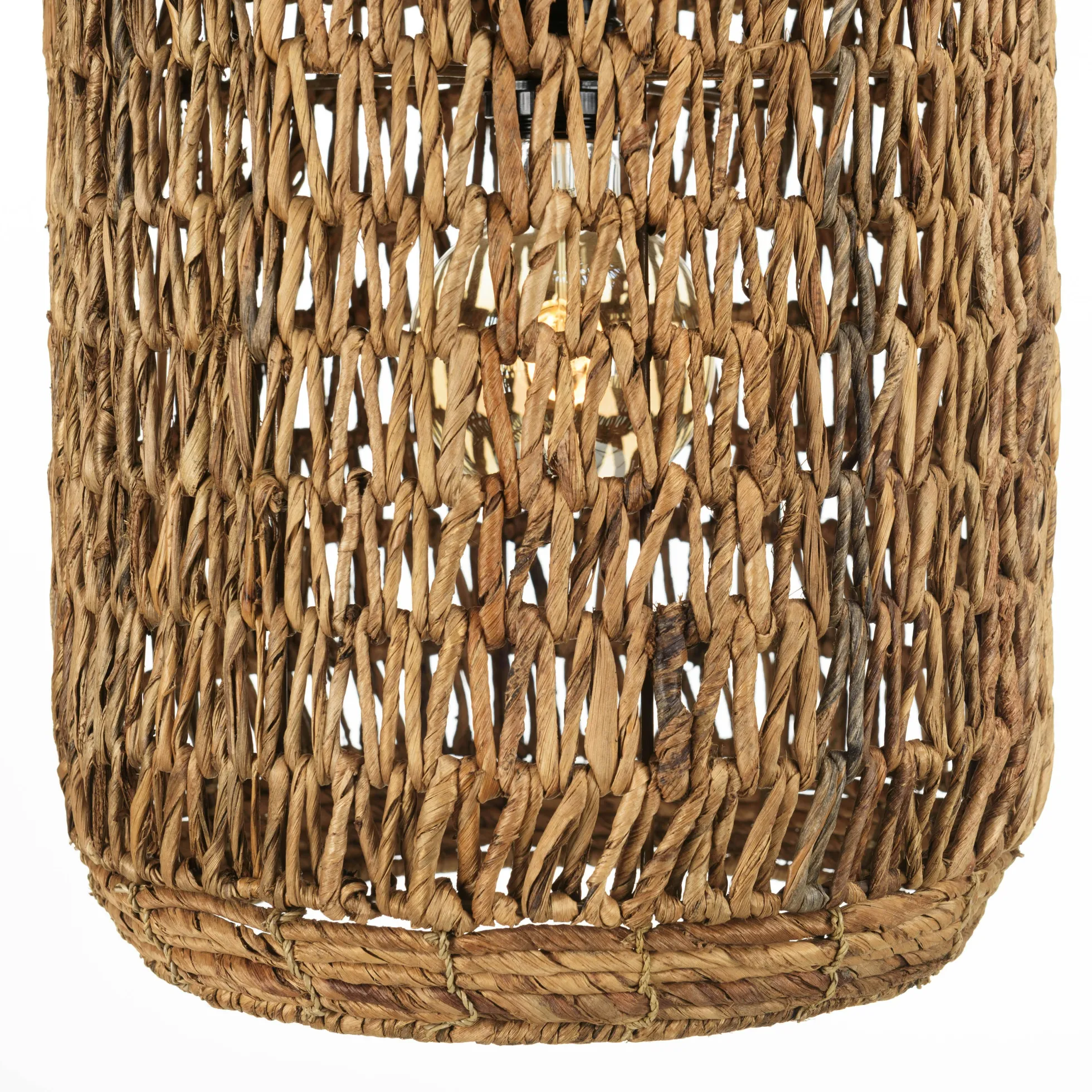 Suspension 30x30cm en abaca couleur naturelle et teck recyclé FOLELLI