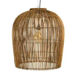Suspension 59x59cm en rotin couleur naturelle et bois de teck recyclé SWING