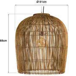 Suspension 59x59cm en rotin couleur naturelle et bois de teck recyclé SWING