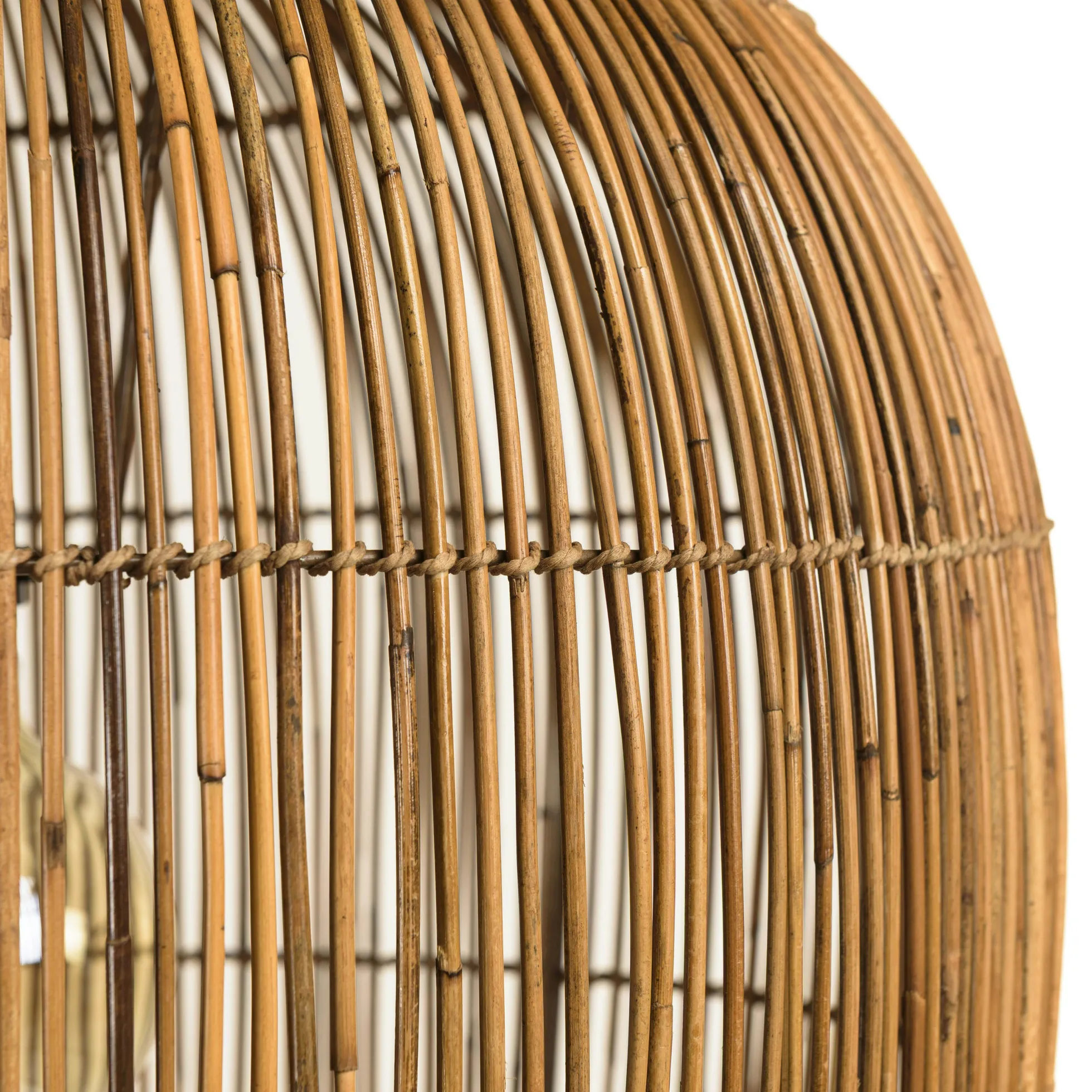 Suspension 59x59cm en rotin couleur naturelle et bois de teck recyclé SWING