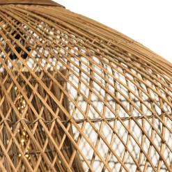 Suspension 80x80cm en rotin couleur naturelle et bois de teck recyclé SWING