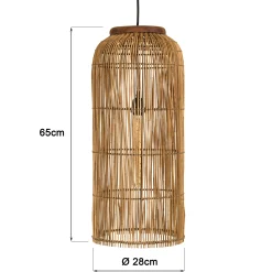 Suspension 28x28cm en rotin couleur naturelle et bois de teck recyclé SWING