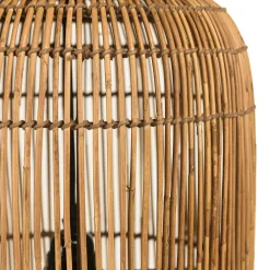 Suspension 28x28cm en rotin couleur naturelle et bois de teck recyclé SWING