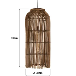 Suspension 28x28cm en rotin couleur marron et bois de teck recyclé SWING