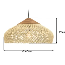 Suspension 40x40cm en rotin couleur naturelle et teck recyclé FOLELLI