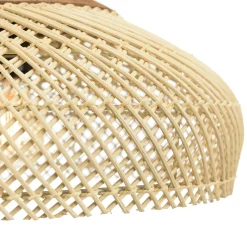 Suspension 40x40cm en rotin couleur naturelle et teck recyclé FOLELLI