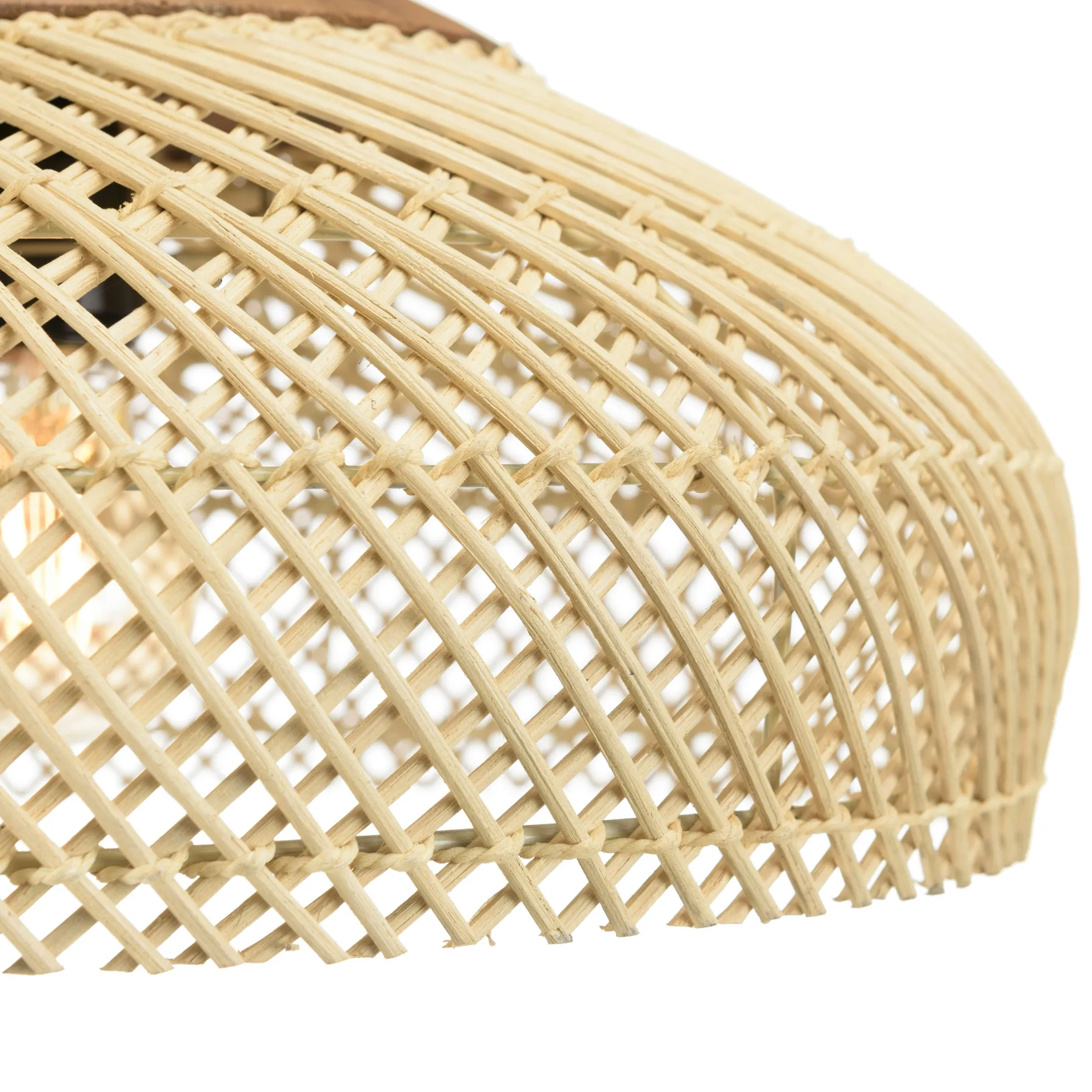 Suspension 40x40cm en rotin couleur naturelle et teck recyclé FOLELLI