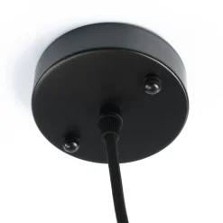 Suspension 65x65cm en rotin couleur noire et teck recyclé FOLELLI