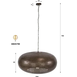 Suspension XL vintage effet cuivre forme soucoupe Ø90 RALF
