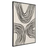 Tableau abstrait noir et blanc lignes ondulées avec cadre 60x90 cm