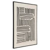 Tableau abstrait noir et blanc lignes graphiques avec cadre 100x140 cm