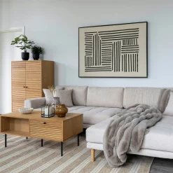 Tableau abstrait noir et blanc lignes graphiques avec cadre 100x140 cm