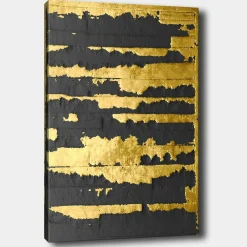 Tableau abstrait noir et or – style contemporain