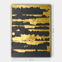Tableau abstrait noir et or – style contemporain