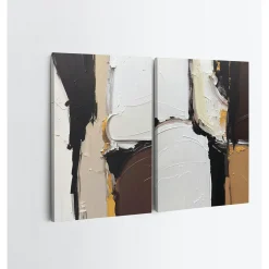 Tableau abstrait – tons noir, taupe et blanc (set de 2)