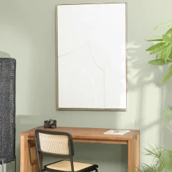 Tableau blanc abstrait formes en relief 83 x 123 cm