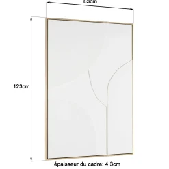 Tableau blanc abstrait formes en relief 83 x 123 cm
