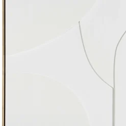 Tableau blanc abstrait formes en relief 83 x 123 cm