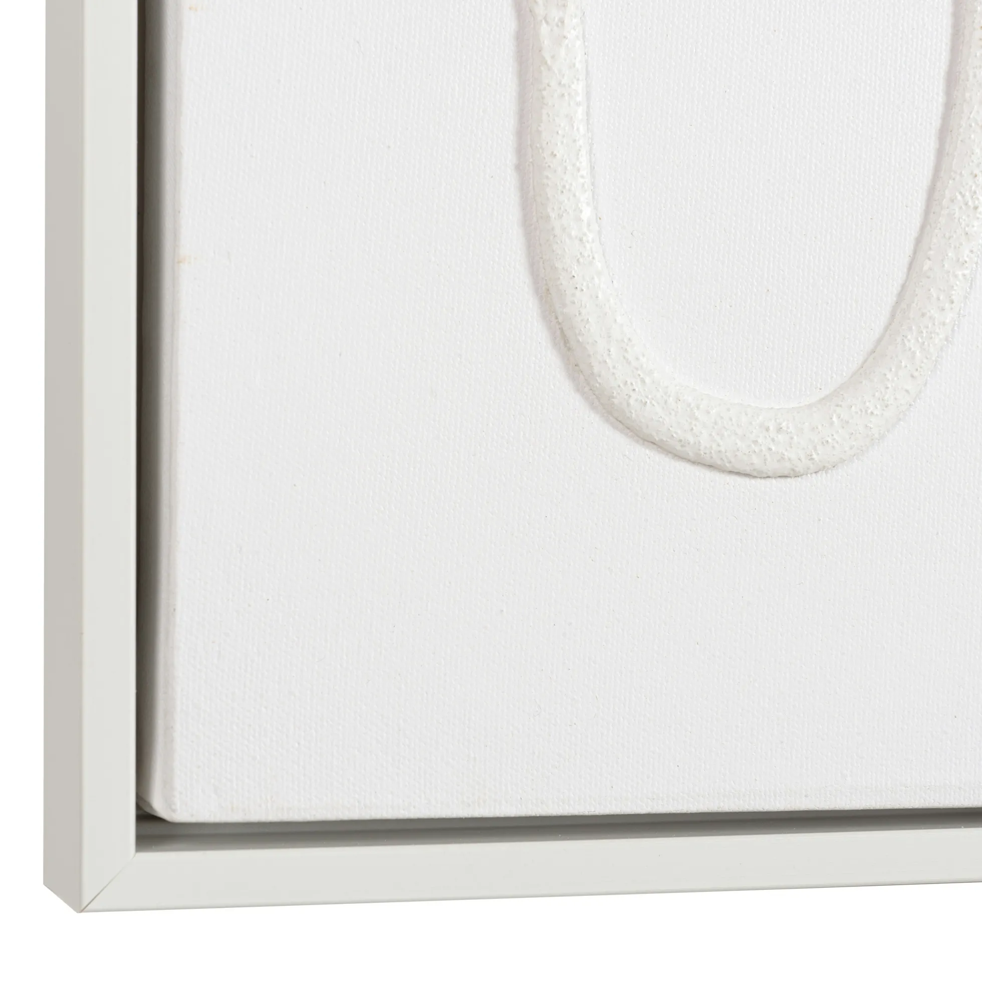 Tableau blanc lignes abstraites peinture au sable 83 x 123 cm
