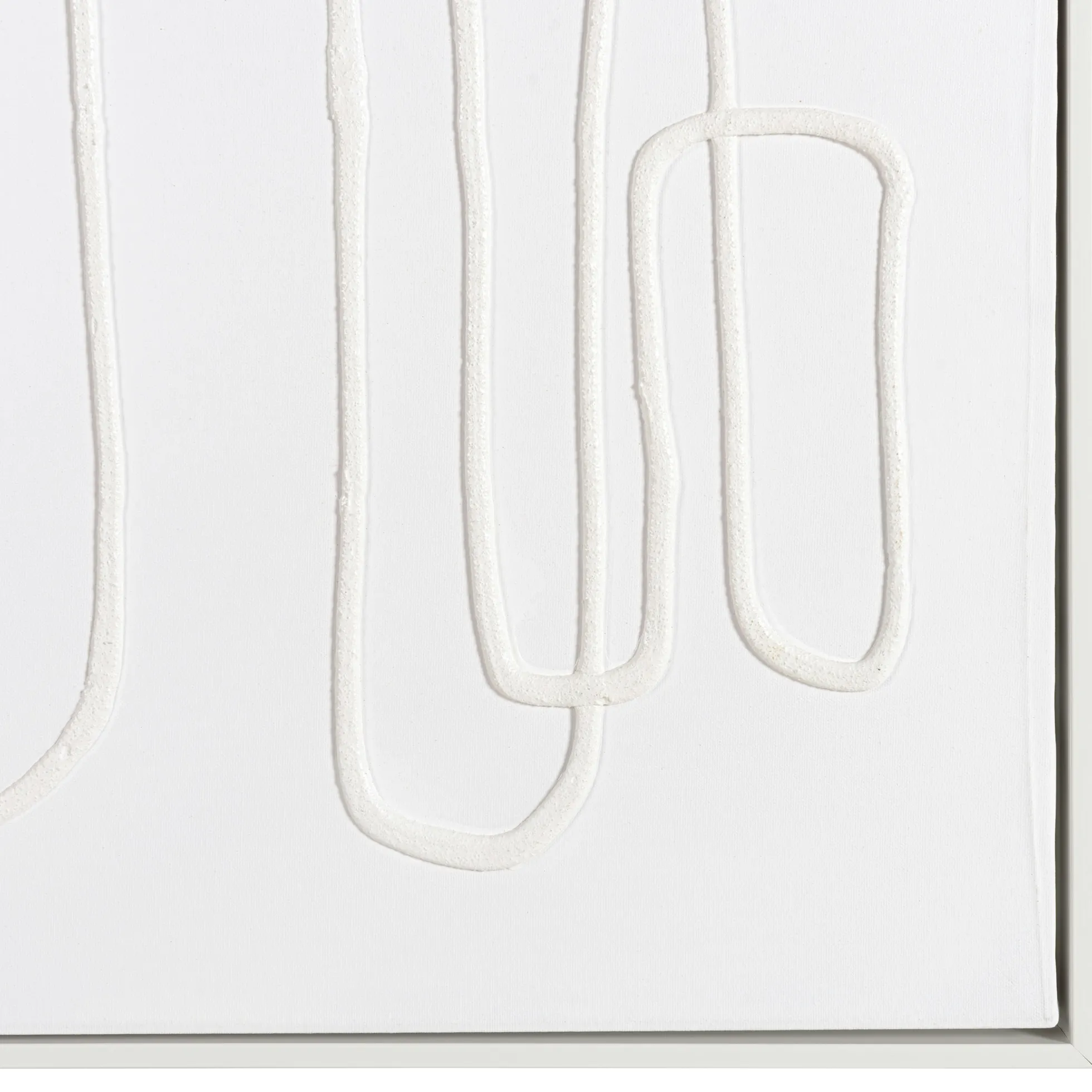 Tableau blanc lignes abstraites peinture au sable 83 x 123 cm