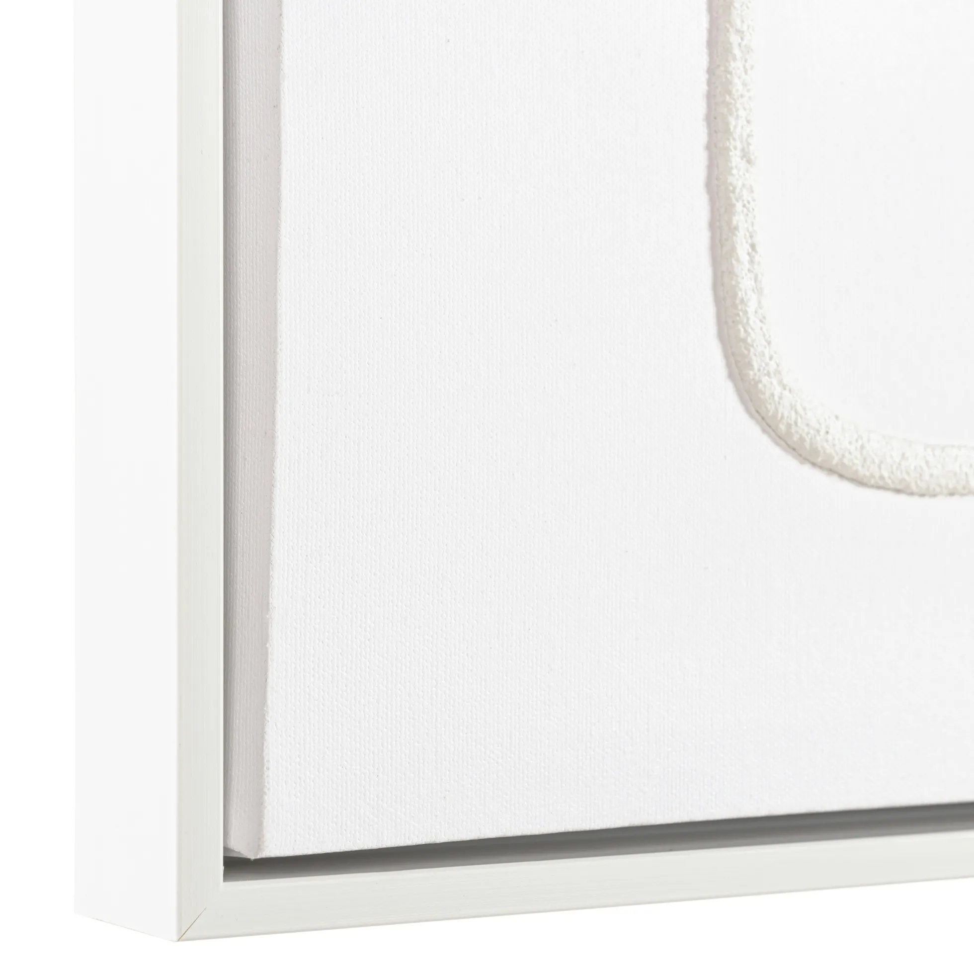 Tableau blanc lignes entremêlées peinture au sable 83 x 123 cm