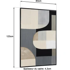 Tableau contemporain mix de formes géométriques 83 x 123 cm