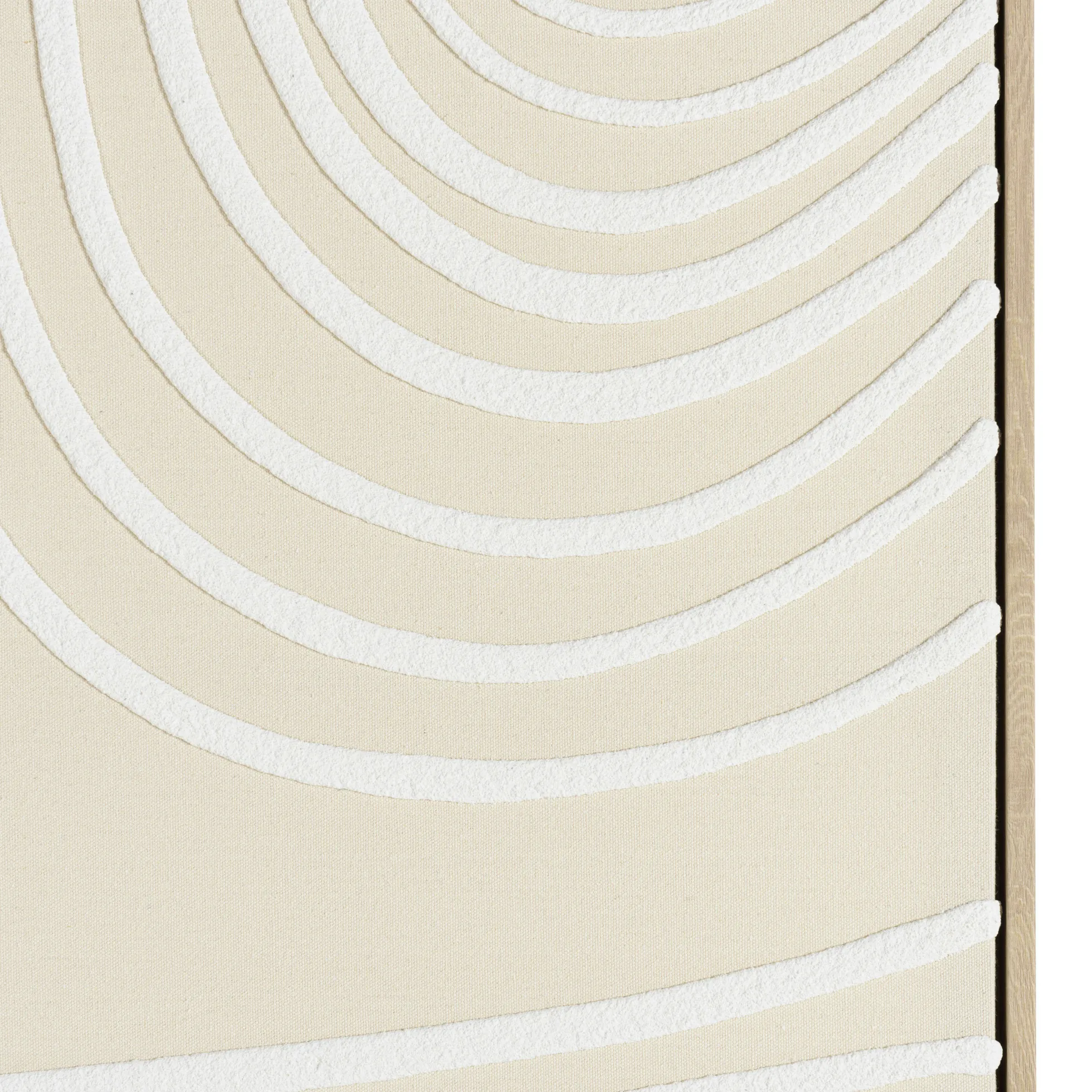 Tableau écru formes abstraites blanches en relief 83 x 123 cm